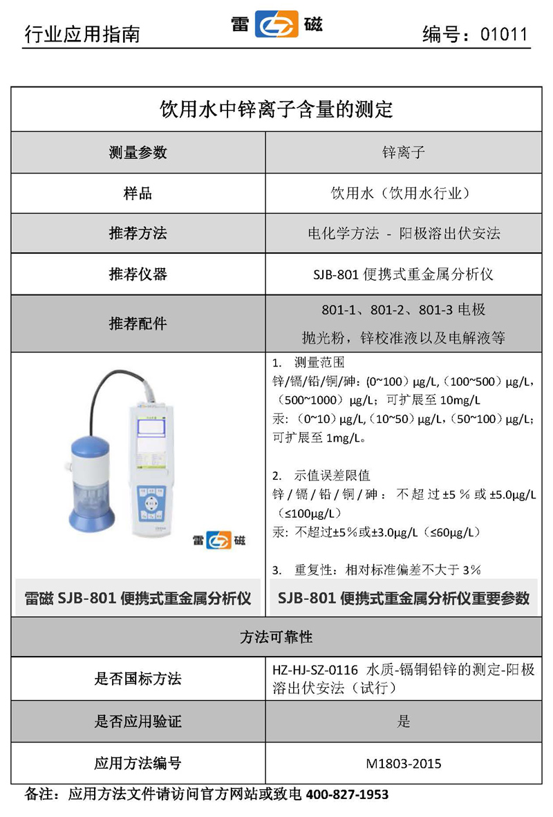 飲用水中鋅離子含量的測定